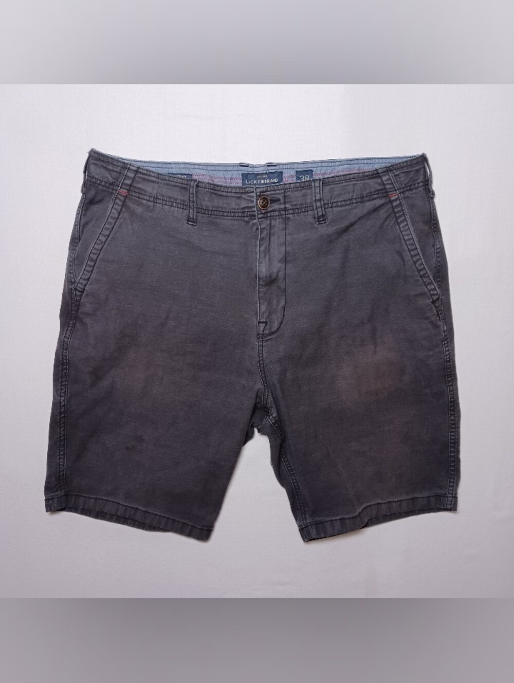 Lucky Brand Mens Saturday Stretch Chino Shorts 38 Grey 9.5" Inseam